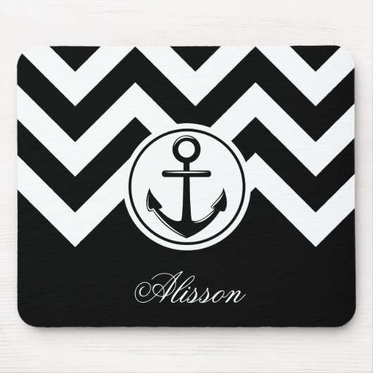 Schwarz-Weiß-Ankermuster Mousepad (Vorne)