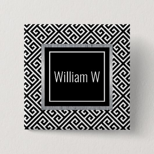 Schwarz-weiß anpassbarer Name Button (Vorderseite)