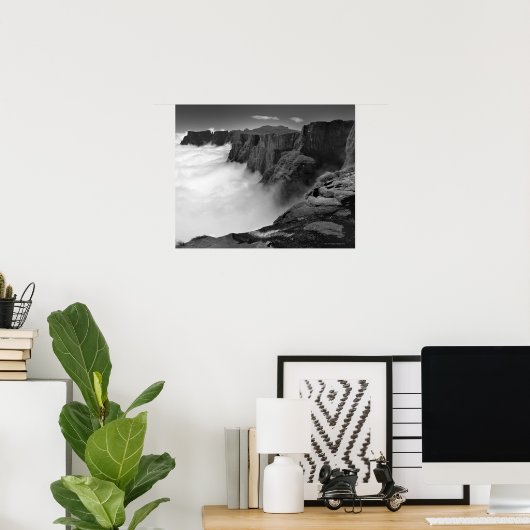 Schwarz-Weiß-Ansicht mit hoher Winkelansicht Poster (Heimbüro)