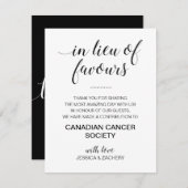 Schwarz-weiß anstelle von Gastgeschenke Hochzeiten Begleitkarte (Vorne/Hinten)