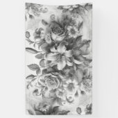 Schwarz-Weiß-Antike Blumen Perfektion Banner (Vertikal)