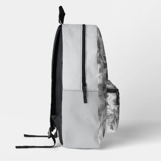 Schwarz-Weiß-Antike Blumen Perfektion Bedruckter Rucksack (Links)