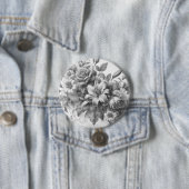 Schwarz-Weiß-Antike Blumen Perfektion Button (Beispiel)
