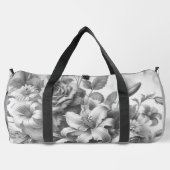 Schwarz-Weiß-Antike Blumen Perfektion Duffle Bag (Rückseite)