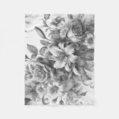 Schwarz-Weiß-Antike Blumen Perfektion Fleecedecke (Vorderseite)