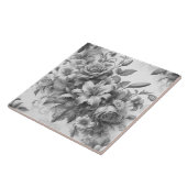 Schwarz-Weiß-Antike Blumen Perfektion Fliese (Seite)