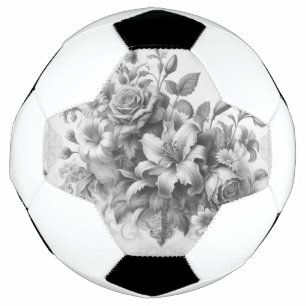 Schwarz-Weiß-Antike Blumen Perfektion Fußball