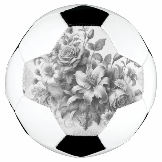 Schwarz-Weiß-Antike Blumen Perfektion Fußball (Vorderseite)