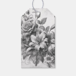 Schwarz-Weiß-Antike Blumen Perfektion Geschenkanhänger