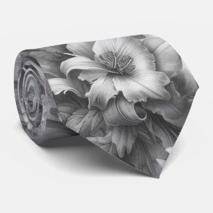 Schwarz-Weiß-Antike Blumen Perfektion Krawatte