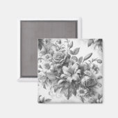 Schwarz-Weiß-Antike Blumen Perfektion Magnet (Vorderseite/Rückseite)