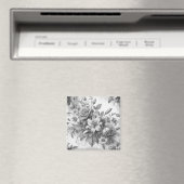 Schwarz-Weiß-Antike Blumen Perfektion Magnet (In Situ (Geschirrspüler))
