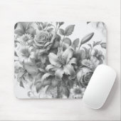 Schwarz-Weiß-Antike Blumen Perfektion Mousepad (Mit Mouse)