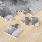 Schwarz-Weiß-Antike Blumen Perfektion Puzzle (Seite)