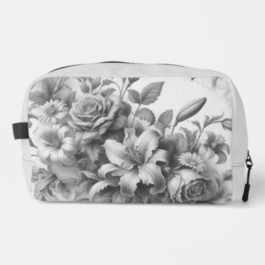 Schwarz-Weiß-Antike Blumen Perfektion Waschbeutel (Vorderseite)