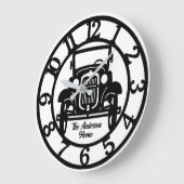 Schwarz-Weiß-Antikwagen Große Wanduhr (Winkel)