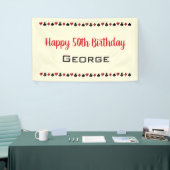 Schwarz-Weiß-Anzug mit roter Spielkarte Geburtstag Banner (Messeveranstaltung)