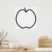 Schwarz-Weiß-Apfel. Poster (Küche)