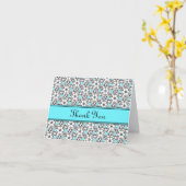 Schwarz-Weiß Aqua Floral Pattern Vielen Dank Karte (Gelbe Blume)
