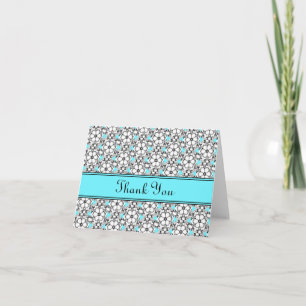Schwarz-Weiß Aqua Floral Pattern Vielen Dank Karte