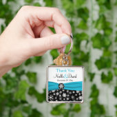 Schwarz, Weiß, Aqua Snowflake Danke für die Schlüs Schlüsselanhänger (Hand)