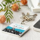 Schwarz, Weiß, Aqua Snowflake Danke für die Schlüs Schlüsselanhänger (Seite)