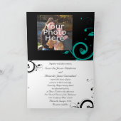 Schwarz-Weiß-Aquamariner Drehwirbel - Einladung zu (Innenseite)