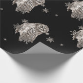 Schwarz-Weiß-Aquarell Winter Schneeflocken Geschenkpapier (Ecke)