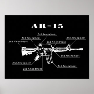 Schwarz-Weiß-AR-15-Teile-Identifizierungspaket Poster