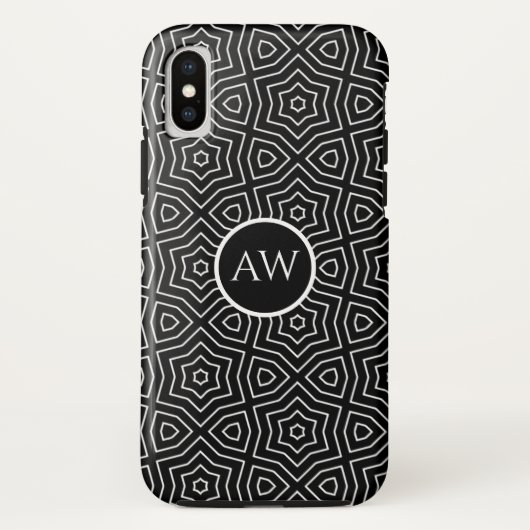 Schwarz-Weiß-Arabeske-Sterne Personalisiert Case-Mate iPhone Hülle (Rückseite)