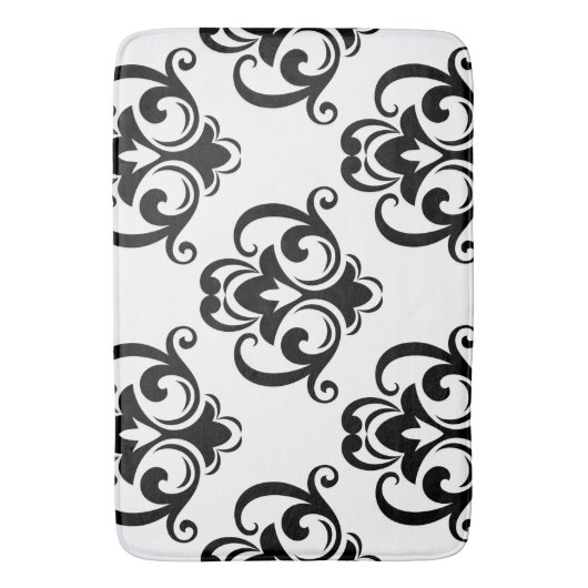 Schwarz-Weiß-Arabesque Badematte (Vorderseite Vertikal)