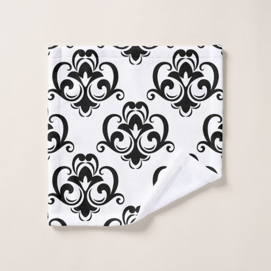 Schwarz-Weiß-Arabesque  Badhandtuch Set (Waschlappen)