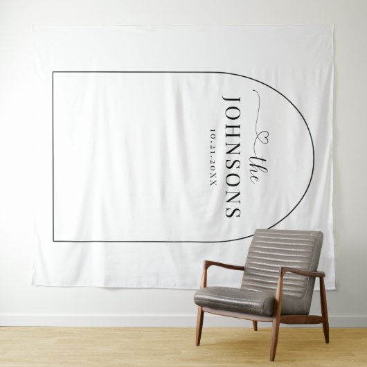 Schwarz-Weiß-Arch-Hochzeit oder Jubiläum Wandteppich (Beispiel (Horizontal))