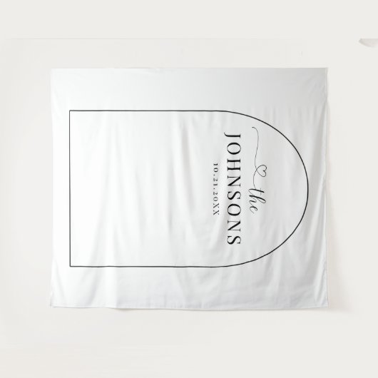 Schwarz-Weiß-Arch-Hochzeit oder Jubiläum Wandteppich (Vorderseite (Horizontal))