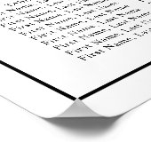 Schwarz-weiß Arch Minimalistische Taufe Sitzkarte Poster (Ecke)