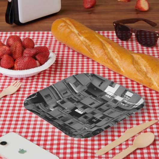 Schwarz-Weiß-Architektur Pappteller (Picknick)