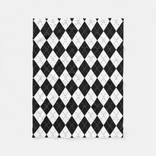Schwarz-Weiß Argyle Fleecedecke (Vorderseite)
