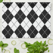 Schwarz-Weiß Argyle Handtuch (Gefaltet)