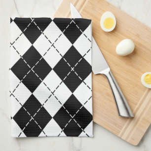 Schwarz-Weiß Argyle Handtuch