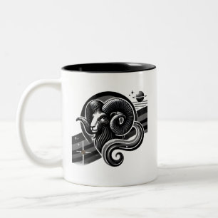 Schwarz-Weiß-Äries Zodiac-Tasse Zweifarbige Tasse