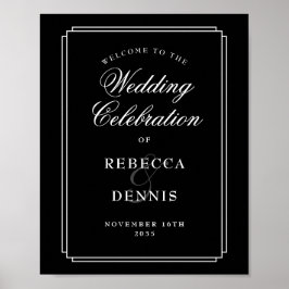 Schwarz-Weiß Art Deco Begrüßungszeichen Poster