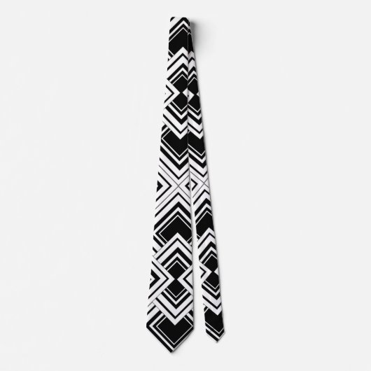 Schwarz-Weiß-Art-Deco-Design Krawatte (Vorderseite)
