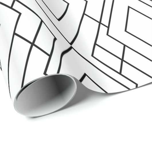Schwarz-Weiß-Art Deco Diamant-Muster Geschenkpapier (Rolleneckpunkt)