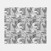 Schwarz-Weiß-Art-Deco Fleecedecke (Vorderseite (Horizontal))