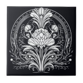 Schwarz-Weiß-Art-Deco Fliese (Vorderseite)