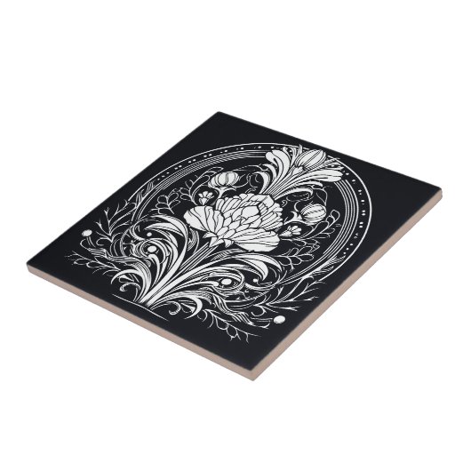 Schwarz-Weiß-Art-Deco Fliese (Seite)