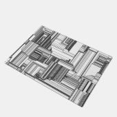 Schwarz-Weiß-Art-Deco Fußmatte (Schrägansicht)