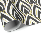Schwarz-weiß Art Deco-Geschenkpapier Geschenkpapier (Rolleneckpunkt)