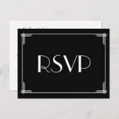 Schwarz-weiß Art Deco Great Gatsby Wedding RSVP Einladungspostkarte (Vorne/Hinten)