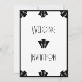 Schwarz-Weiß-Art-Déco-Hochzeit Einladung (Vorderseite)